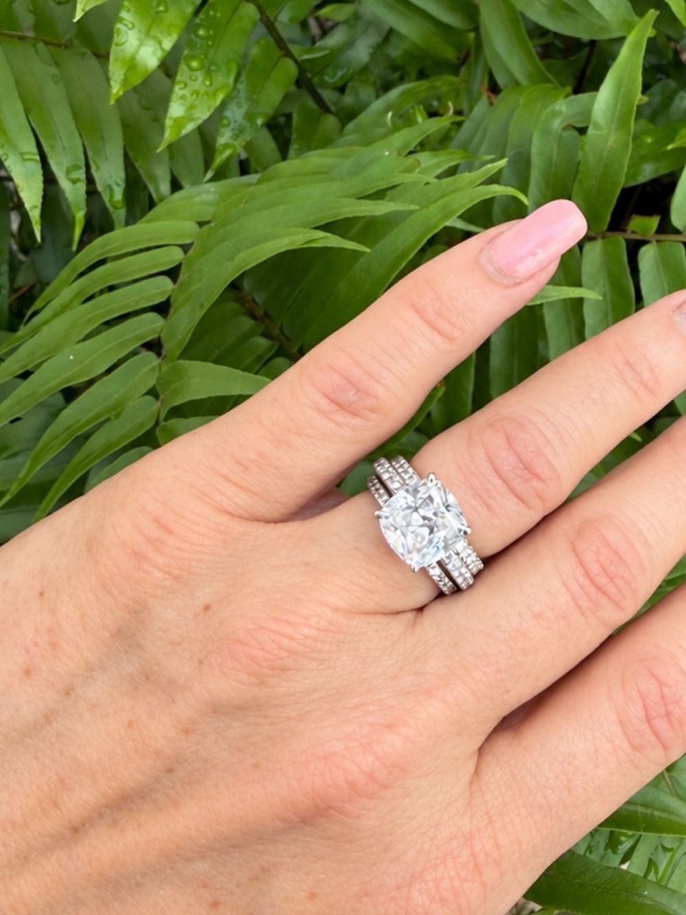 4 carat solid 14k WG Cushion-Cut lab diamond Solitaire Engagement Ring